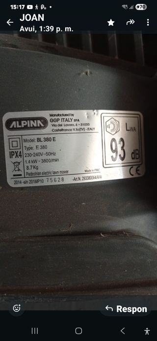 Talla gespas electric