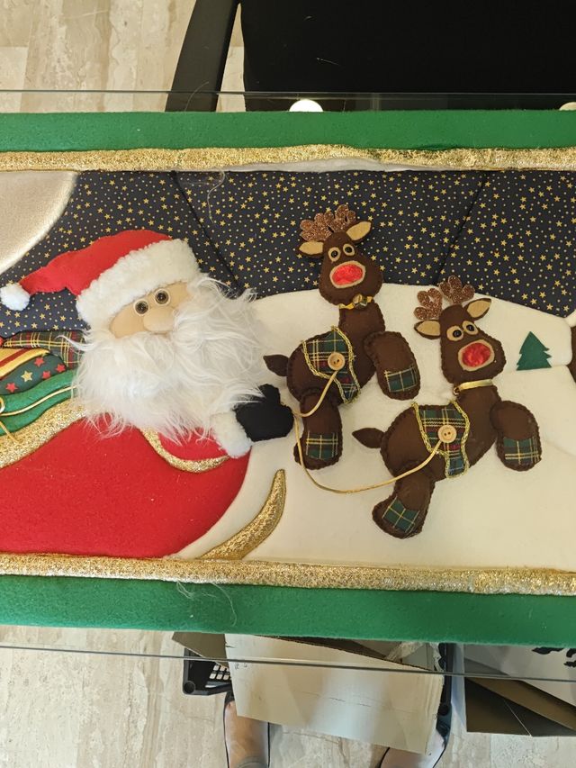 Cuadro papá Noel, con relieve de tela