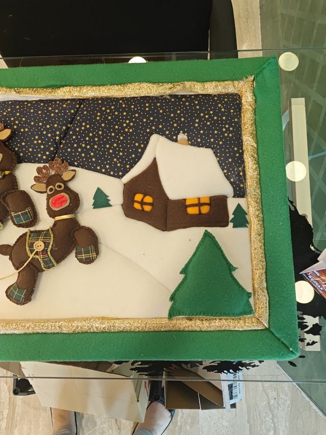 Cuadro papá Noel, con relieve de tela