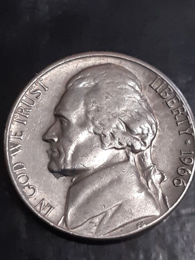 Moneda de five cents EEUU 1966