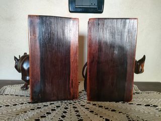 Reggilibri vintage rinoceronti legno massello