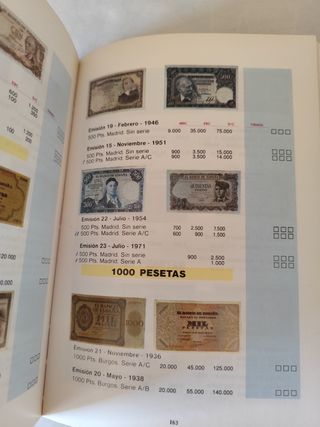 Catálogo monedas y billetes.