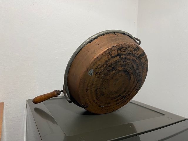 Paiolo in rame pentola con manico antica in rame 