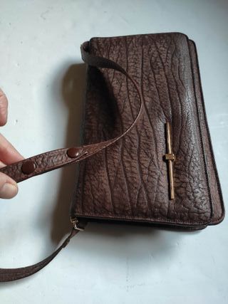 Bolso piel vintage marrón