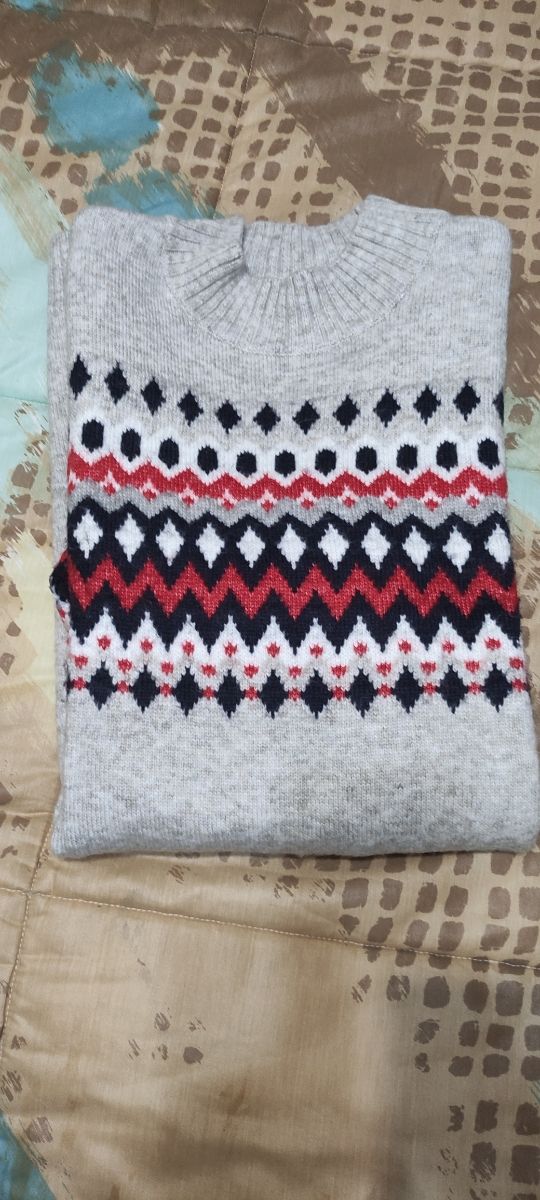 Vestido midi de lana gris manga larga