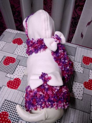 Vestito cane Tg S caldo rosa con cappuccio