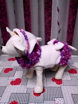 Vestito cane Tg S caldo rosa con cappuccio