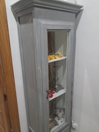 Vitrina de madera OFERTA restaurada,gris envejecid