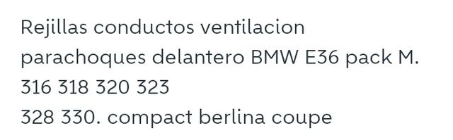 BMW E36 REJILLAS CONDUCTOS VENTILACION