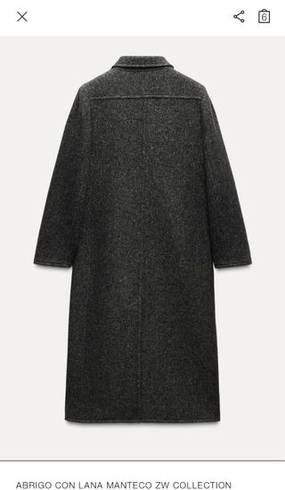 Abrigo gris con lana manteco Zara Xs