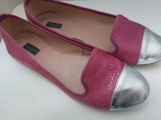 Bailarinas fucsia y plata T.40