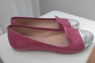 Bailarinas fucsia y plata T.40