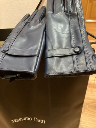 Guantes elegantes efecto piel azul marino