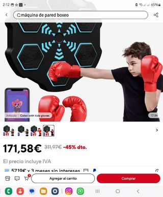 Maquina boxeo musical + guantes