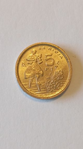 Moneda de 5 pesetas de la Rioja 