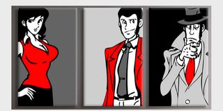 Set quadri Lupin Margot Zenigata dipinto a mano