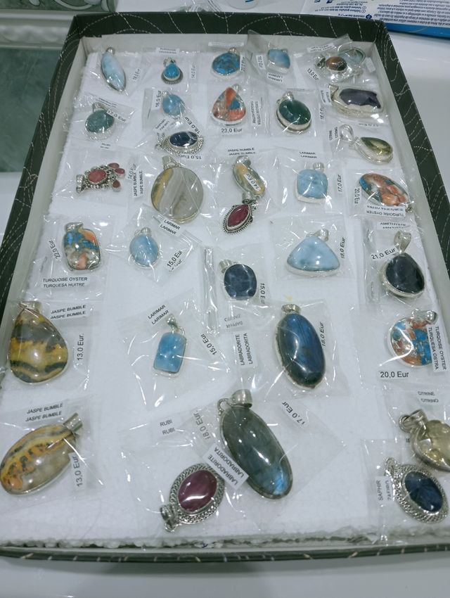 COLGANTES PLATA MINERALES 