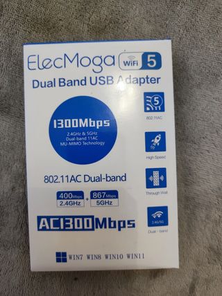 Elecmoga Adaptador Wifi USB 1300 Mbps