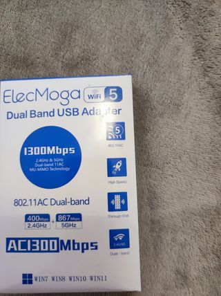 Elecmoga Adaptador Wifi USB 1300 Mbps
