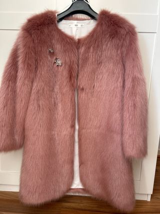 Abrigo pelo sintetico  38/40 rosa  Mango 