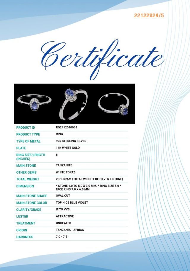 Anillo de plata de ley 925 con piedra natural