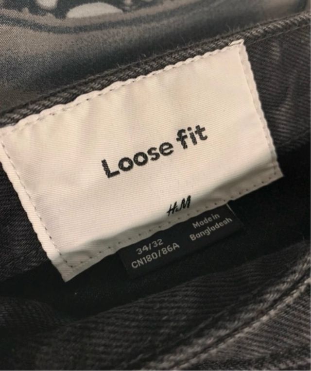 Denim nero a vestibilità larga HyM