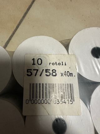 10 rotoli per calcolatrici carta speciale 58 40 mt