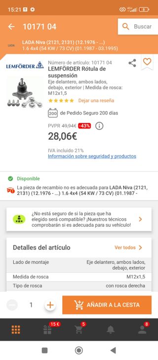 Rotulas de suspensión nuevas