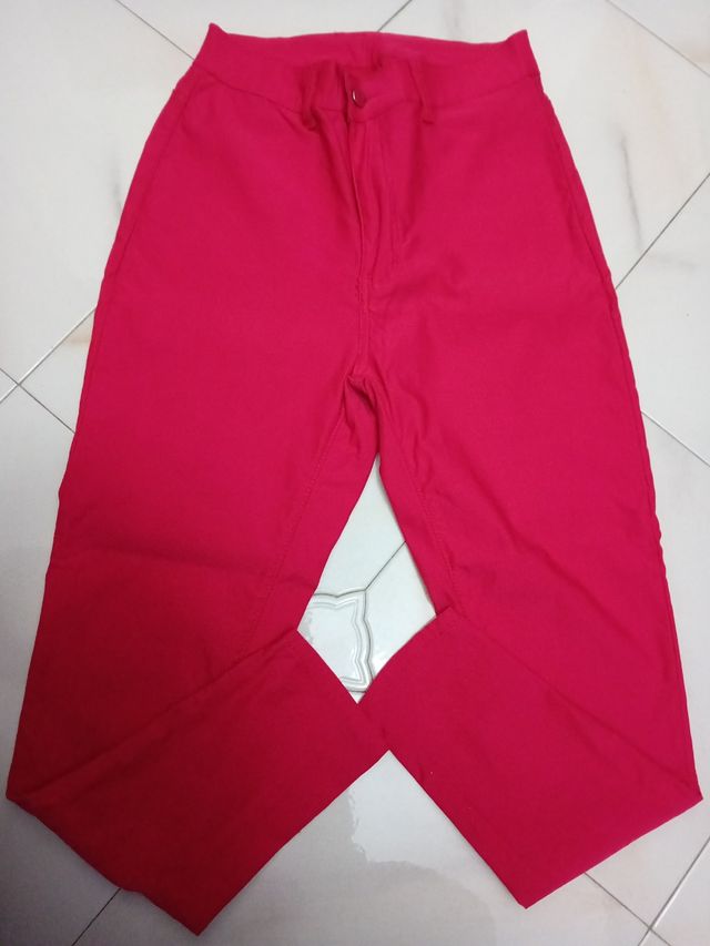 Pantalone vita alta donna, rosso, Tg.48