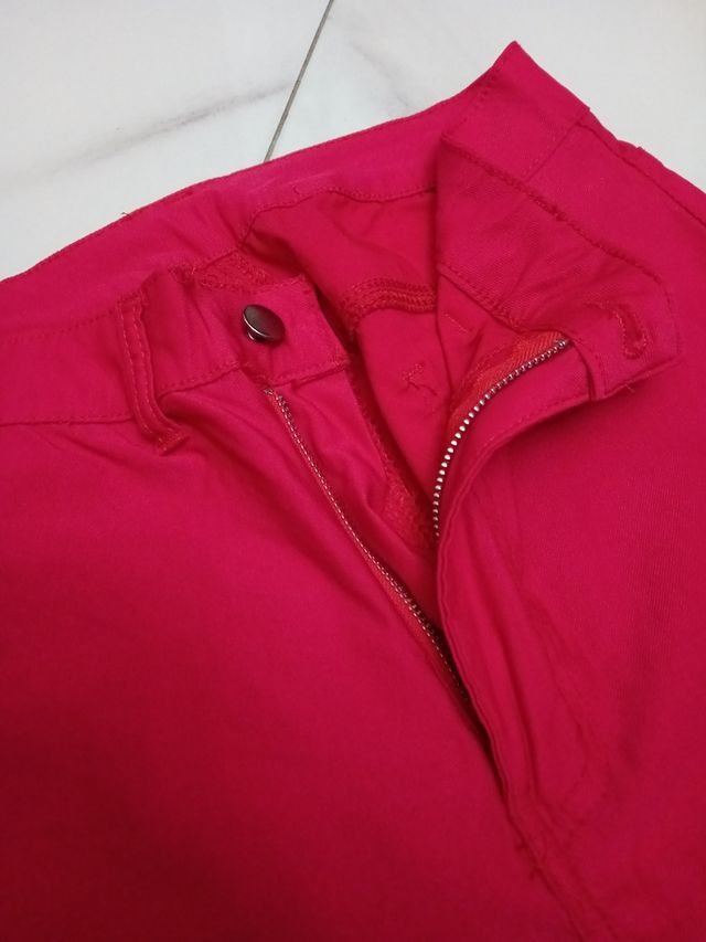 Pantalone vita alta donna, rosso, Tg.48