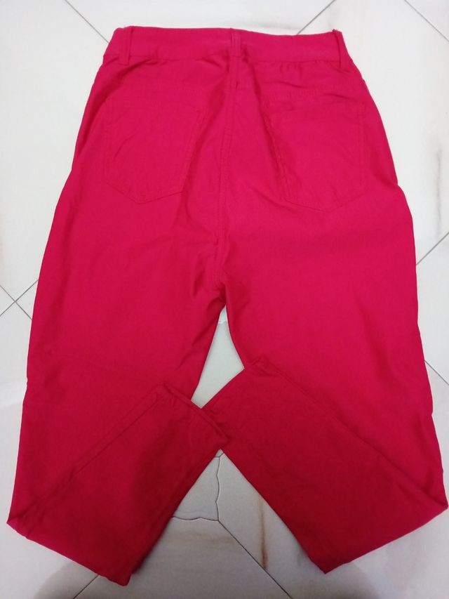 Pantalone vita alta donna, rosso, Tg.48