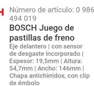 Discos y pastillas de freno