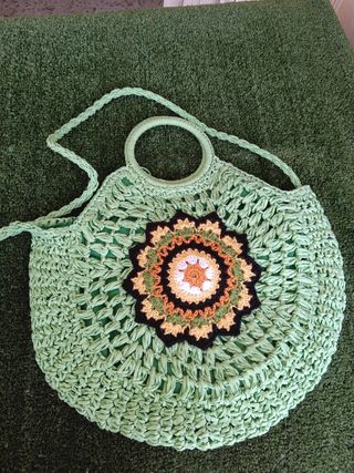 Bolso rafia con mandala