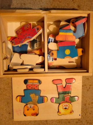 Puzzle de madera para vestir ositos