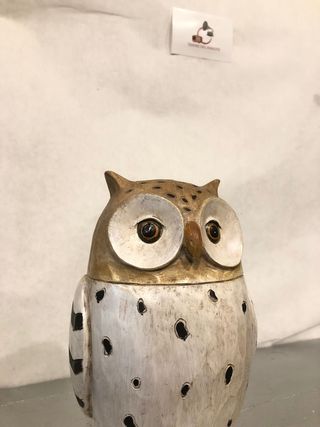 Gufo legno scrivania vetrina scolpito animale arte