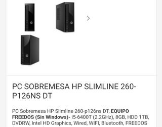 Pc ordenador sobremesa HP