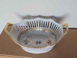 portafrutta traforata in porcellana Saxe