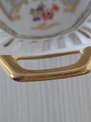 portafrutta traforata in porcellana Saxe