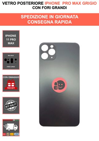 VETRO  RICAMBIO PER IPHONE 11 PRO MAX GRIGIO