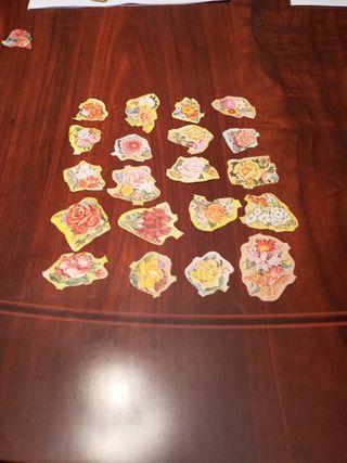 Cromos troquelados flores años 80