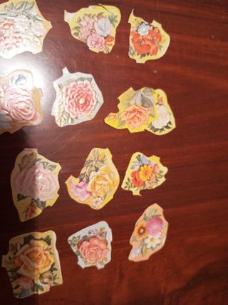 Cromos troquelados flores años 80