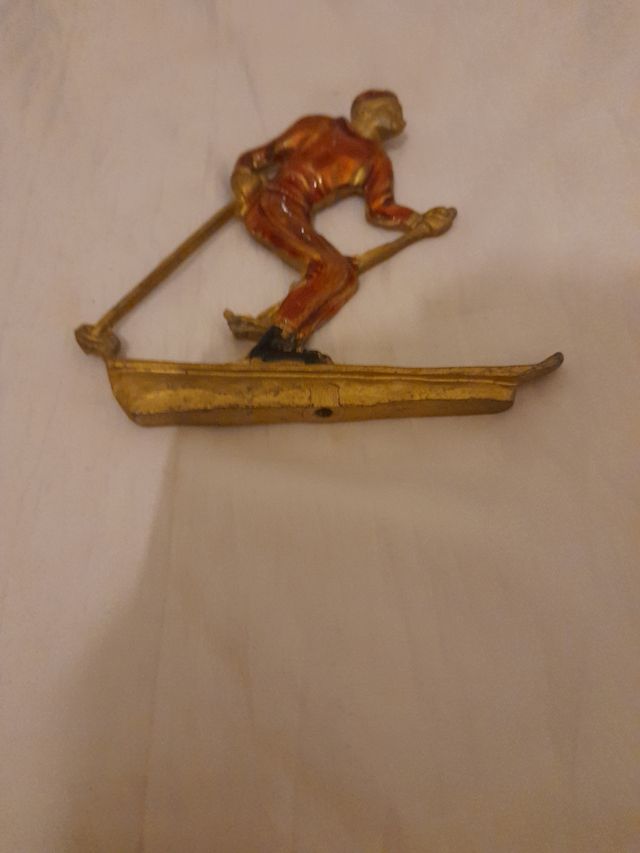 Statuetta Sciatore In Metallo Anni 60