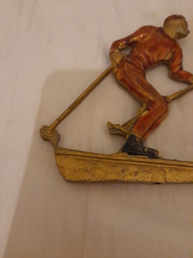 Statuetta Sciatore In Metallo Anni 60