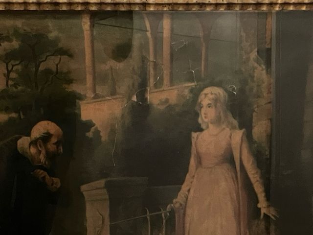 Quadro antico olegrafia con cornice