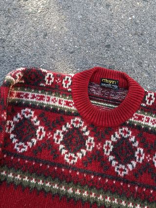 1990s Jersey Cuello Cerrado 100 Lana Virgen Made i
