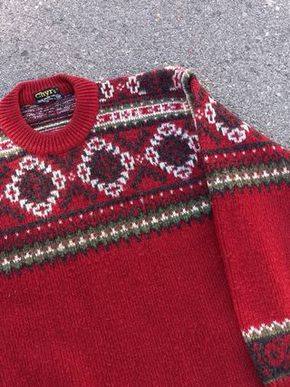 1990s Jersey Cuello Cerrado 100 Lana Virgen Made i
