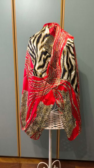 Foulard grande rosso , leopardo, zebrato