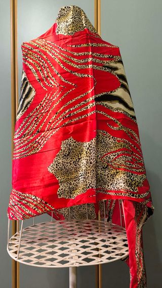 Foulard grande rosso , leopardo, zebrato