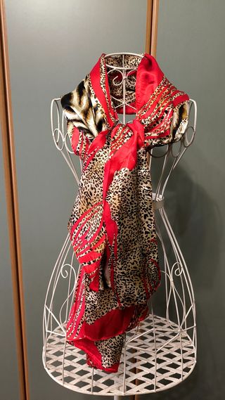 Foulard grande rosso , leopardo, zebrato