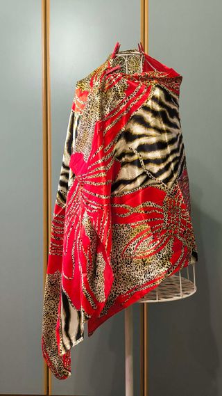 Foulard grande rosso , leopardo, zebrato